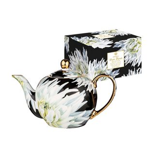 Dark Florals White Dahila 1L Teapot with Infuser