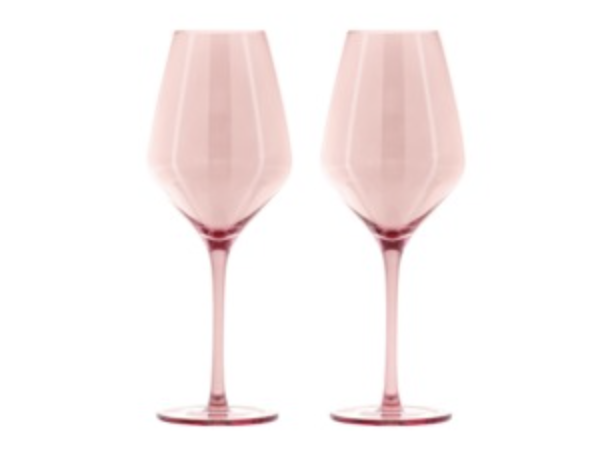 Glamour Wine Glass 520ml Set of 2 Pink Gift Boxed