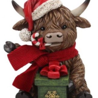 Resin Xmas Highland Cow B