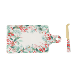 Merry Berry Cheese Paddle & Knife Set Gift Boxed