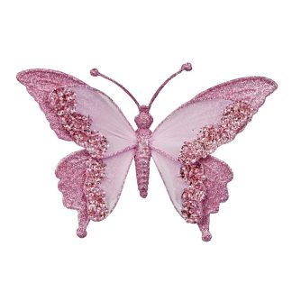 Christmas Tree Decoration- Pink Clip on Butterfly 24cm