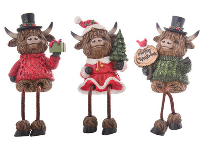 Xmas Highland Cow Dangly Leg