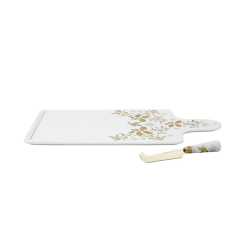 MW White Christmas Cheese Paddle & Knife Set Gift Boxed