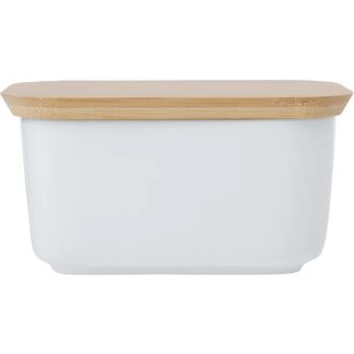 White Basics Butter Dish With Bamboo Lid