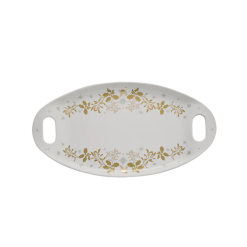 MW White Christmas Handled Oval Platter 52.5x28cm Gift Boxed