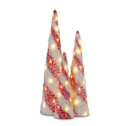 60,80,100cmH Red & White Snowy Christmas Trees with Lights MHA313