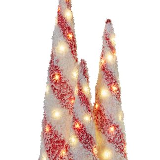 60,80,100cmH Red & White Snowy Christmas Trees with Lights MHA313