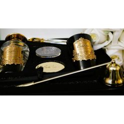 Charente Rose Gift Set w/Golden Candle Snuffer & Wick Trimmer