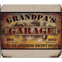 Grandpa's Garage Flat Tin Sign