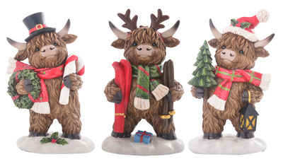 Xmas Highland Cow With Gifts