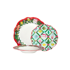 Tis The Season Scallop Rim Dinner Set 12pc Gift Boxed