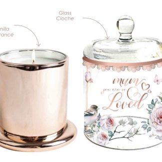 Soft Rose Mum Candle With Cloche