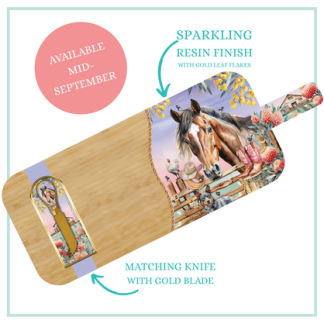 Resin Bamboo Serving Platter + 1 matching cheese knife - Country Dusk.