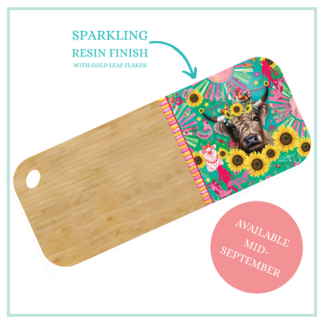 Resin Bamboo Medium Serving Platter Carnival Cow.