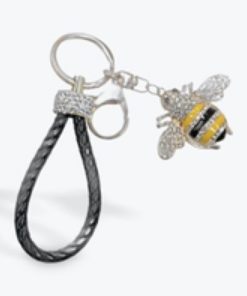 Bee with Leather and Diamante Key Chain