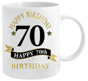 70th Birthday White And Gold Mug