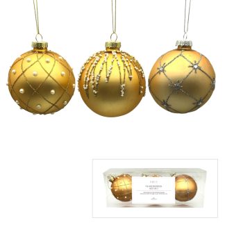 Glass Bauble Gold Set3