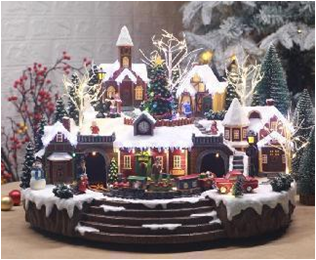 Christmas LED Village Turning Train and Music