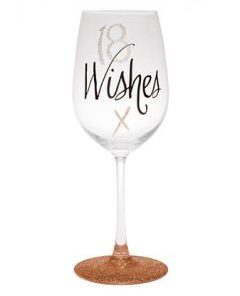 18 Wishes Rose Gold Wine Glass