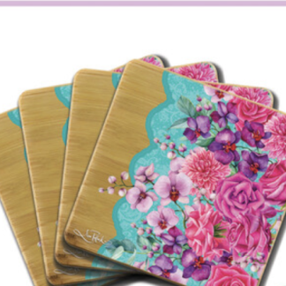 Coasters set Rose Bouquet