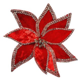 Clip On Braid Edge Poinsettia Red