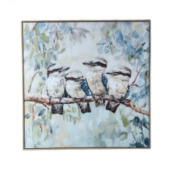 Hand Painted Canvas Print in Frame Kookaburras
