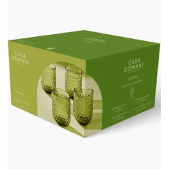 Caterina Double Old Fashion Glass 4pc Green Gift Boxed