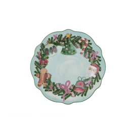 MW Tis The Season Scallop Rim Plate 20cm Green Gift Boxed