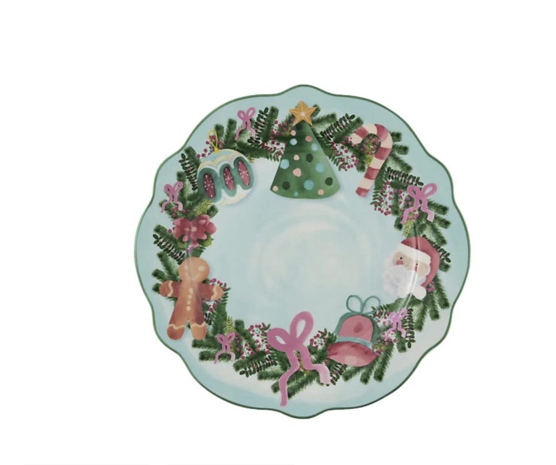MW Tis The Season Scallop Rim Plate 20cm Green Gift Boxed