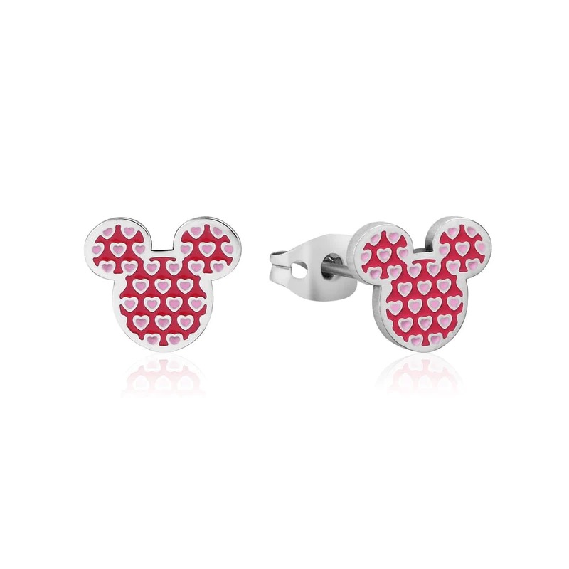 ECC Mickey Mouse Heart Enamel Stud Earrings