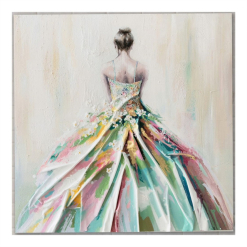 Hand Painted Lady Evening Gown Rippled Effect