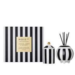 Jasmine, Amber & Saffron Mini Candle & Diffuser Set