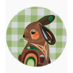 Pete Cromer Barn Friends Ceramic Round Coaster 10cm Green Bunny