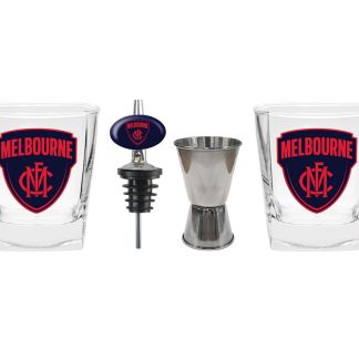 Melbourne Demons Set of 2 Spirit Glasses Jigger and Pourer Gift Pack