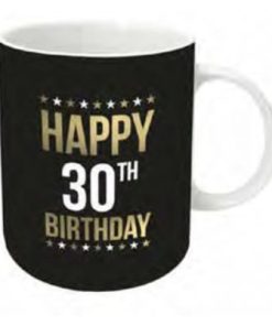 30th Gold Foil Birthday Mug Black