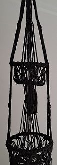 Black Macrame Double Pot Holder