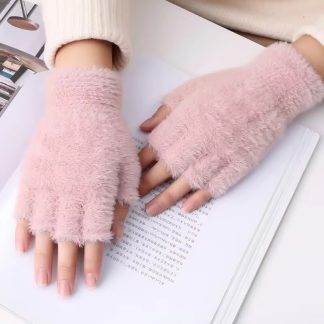Unisex Half Finger Winter Imitation Mink Cashmere Gloves