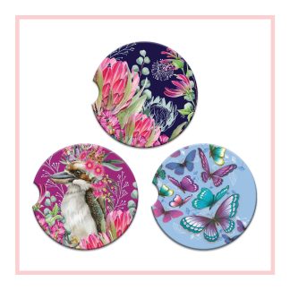 Car Coasters Blush Kookaburra