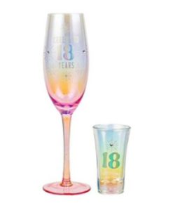 18th Holographic Wine And Shot Glass Gift Set