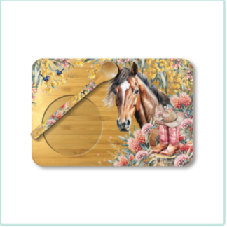 Bamboo Tea time Tray with Spoon Country Dust