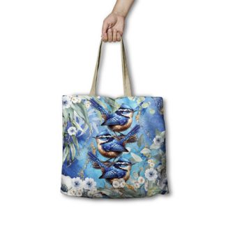 Reusable shopping bag. 45cm, 10cm gusset. Cheeky Wrens.