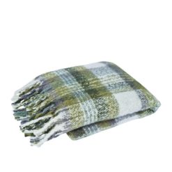 Aiden Faux Mohair Throw 130x160cm Olive Multi