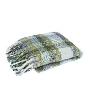 Aiden Faux Mohair Throw 130x160cm Olive Multi
