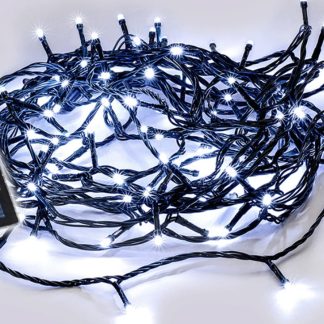 Solar 420 LED Fairy Light Chain Dark Green Cable - White LL001SL420WG