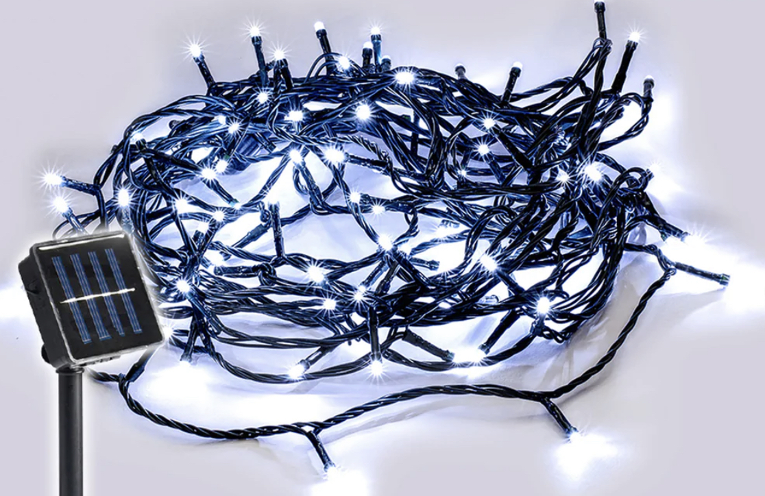 Solar 420 LED Fairy Light Chain Dark Green Cable - White LL001SL420WG