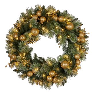 Wreath with Lights, 61cm Gold Collection