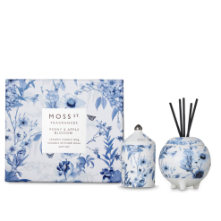 Mini Ceramic Candle & Diffuser Gift Set - Peony & Apple