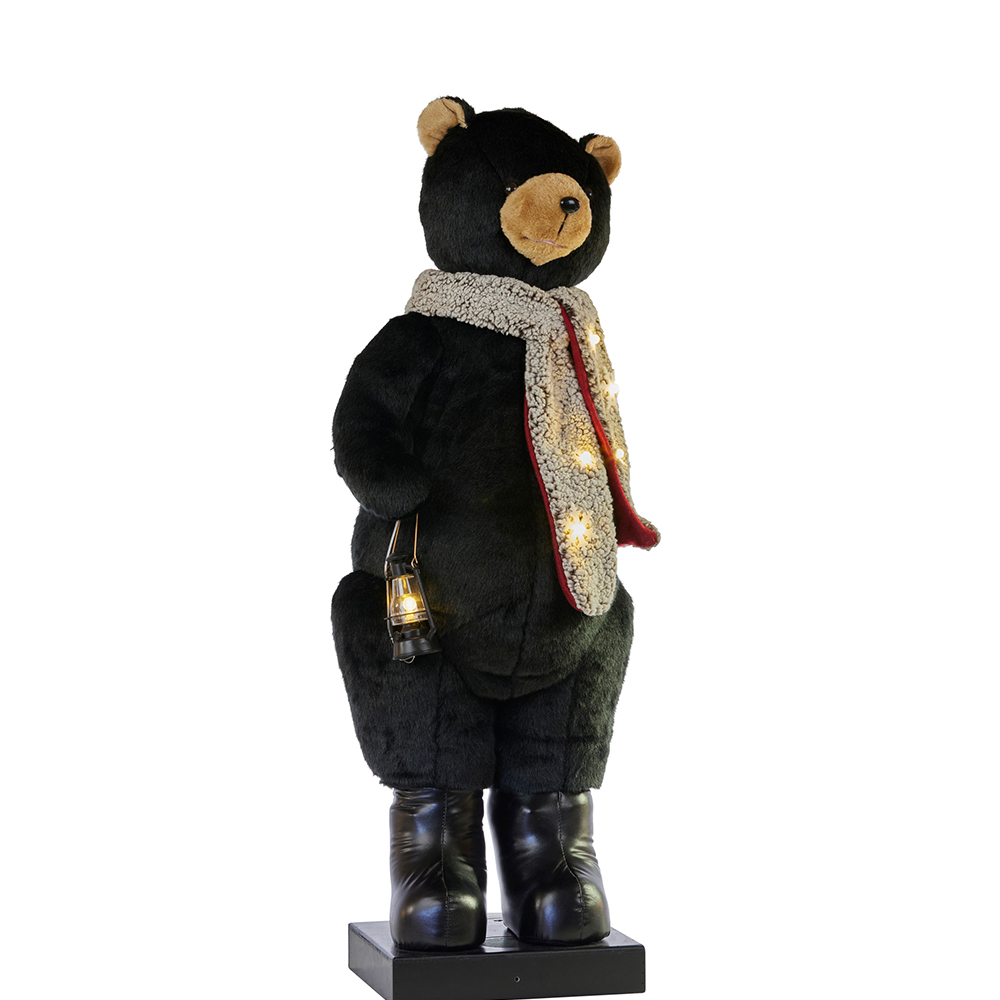 Animated Black Christmas Bear with music & Lights, 110cm