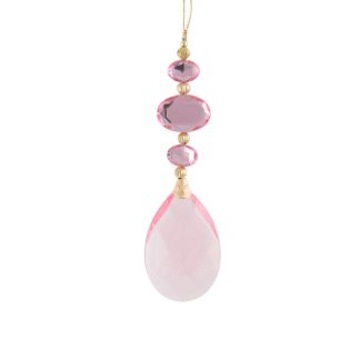 Acrylic Hanging Jewel Drop Wide Pink