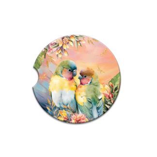 Ceramic Car Coaster Sunset Love Birds